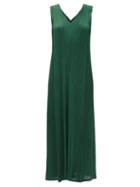 Matchesfashion.com Pleats Please Issey Miyake - V-neck Technical-pleated Longline Dress - Womens - Dark Green