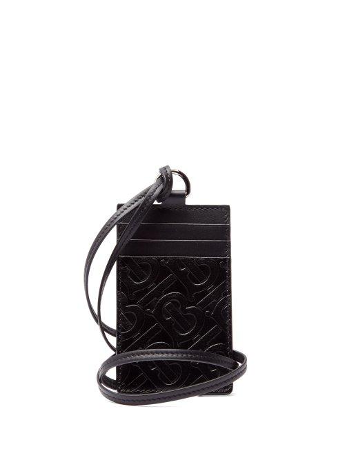 Matchesfashion.com Burberry - Logo Embossed Leather Necklace Cardholder - Mens - Black