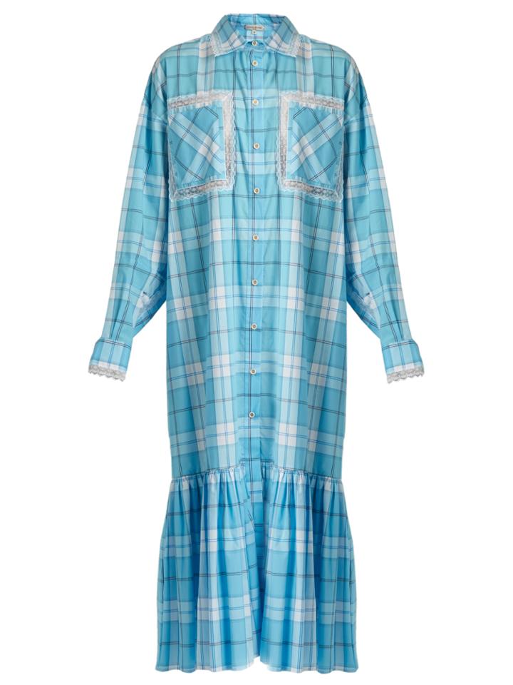Natasha Zinko Checked Lace-trimmed Shirtdress