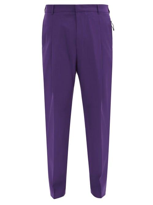 Matchesfashion.com Givenchy - Zip-pocket Wool Straight-leg Trousers - Mens - Purple