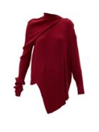 Matchesfashion.com Marques'almeida - Asymmetric Draped Ribbed Wool Sweater - Womens - Burgundy