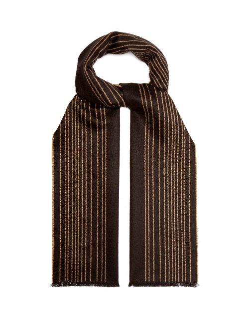 Matchesfashion.com Prada - Striped Cashmere And Silk Blend Scarf - Mens - Black Multi