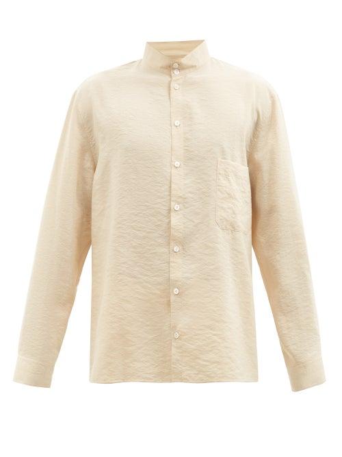 Lemaire - Stand-collar Asymmetrical Silk-blend Shirt - Mens - Cream