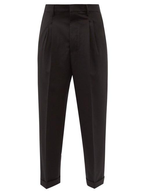 Ami - Single-pleat Wool Carrot-leg Trousers - Mens - Black