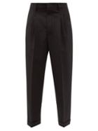 Ami - Single-pleat Wool Carrot-leg Trousers - Mens - Black