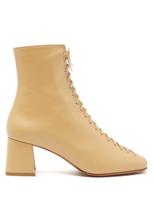 Matchesfashion.com By Far - Becca Lace Up Leather Ankle Boots - Womens - Cream
