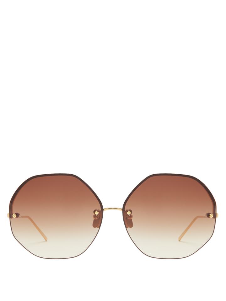 Linda Farrow Oversized Yellow-gold Plated Sunglasses