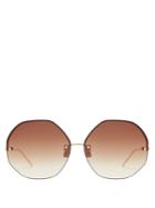 Linda Farrow Oversized Yellow-gold Plated Sunglasses