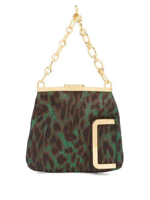 Matchesfashion.com Bienen-davis - 4am Leopard Lam Clutch - Womens - Green Multi