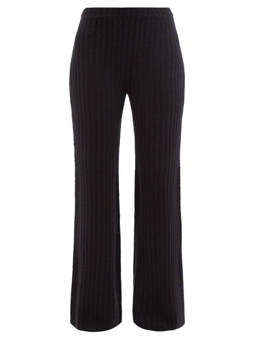 Gabriela Hearst - Miles Ribbed Cashmere-blend Boucl Flared Trousers - Womens - Black