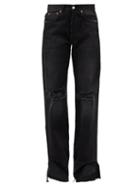 Vetements - Slit-cuff Distressed Wide-leg Jeans - Womens - Black