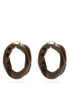 Matchesfashion.com Jil Sander - Sculpted-resin Hoop Earrings - Womens - Brown