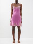 Carine Gilson - Lace-trimmed Silk-satin Slip Dress - Womens - Pink Gold