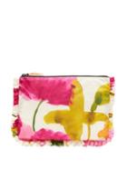 Matchesfashion.com La Doublej - Flower-print Frilled Satin Pouch - Womens - Pink Multi