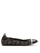 Lanvin Capped-toe Tweed And Leather Flats