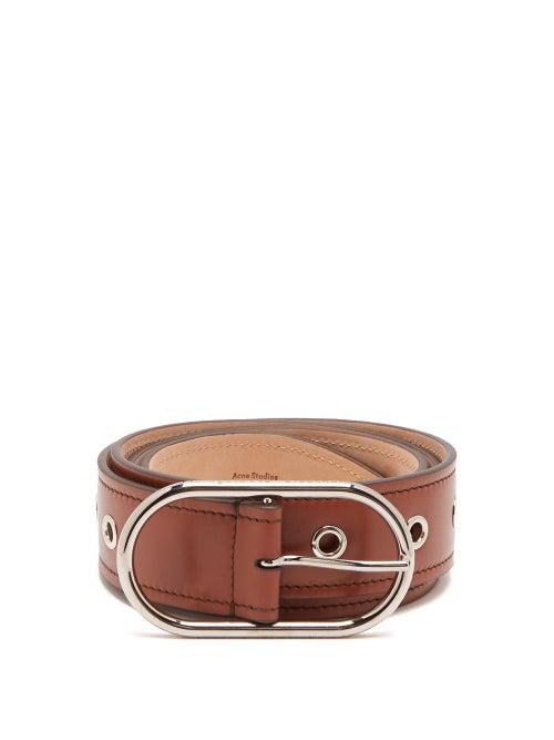 Matchesfashion.com Acne Studios - Masculine Large Logo Buckle Leather Belt - Womens - Tan