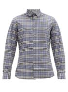 Matchesfashion.com Burberry - Simpson Checked Cotton-blend Shirt - Mens - Blue