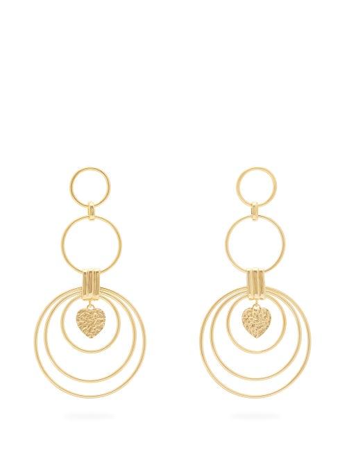 Matchesfashion.com Joelle Kharrat - Hearts Large Gold Plated Drop Earrings - Womens - Gold