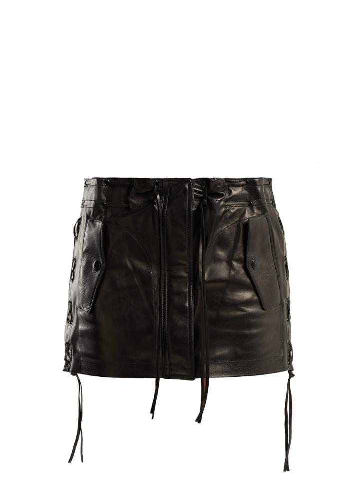 Saint Laurent Laced Leather Skirt