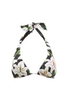 Matchesfashion.com Dolce & Gabbana - Lily Print Triangle Bikini Top - Womens - Black Print