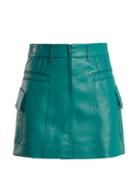 Prada Pintucked Grained-leather Mini Skirt