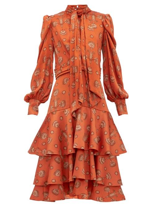 Matchesfashion.com Johanna Ortiz - Atypical Tropical Silk Georgette Dress - Womens - Red Print
