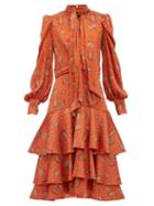 Matchesfashion.com Johanna Ortiz - Atypical Tropical Silk Georgette Dress - Womens - Red Print