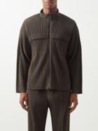 Homme Pliss Issey Miyake - Patch-pocket Technical Pleated Zip Jacket - Mens - Brown