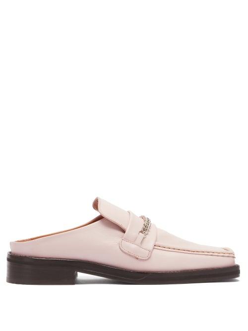Matchesfashion.com Martine Rose - Curb-chain Square-toe Leather Loafers - Womens - Light Pink