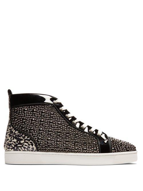 Matchesfashion.com Christian Louboutin - Louis Orlato High Top Patent Leather Trainers - Mens - Black Multi