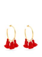 Matchesfashion.com Marte Frisnes - Raquel Gold Plated Tassel Hoop Earrings - Womens - Red