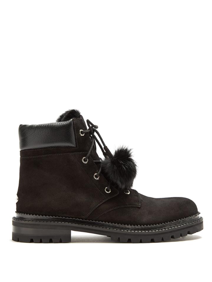 Jimmy Choo Elba Suede And Rabbit-fur Ankle Boots
