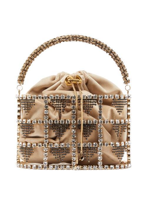 Matchesfashion.com Rosantica By Michela Panero - Minerva Crystal Embellished Cage Clutch - Womens - Gold Multi