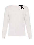 Matchesfashion.com Erdem - Dalton Bow-appliqu Cable-knit Sweater - Womens - Ivory