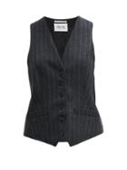 Matchesfashion.com Pallas X Claire Thomson-jonville - Chalk Striped Wool Waistcoat - Womens - Grey Multi