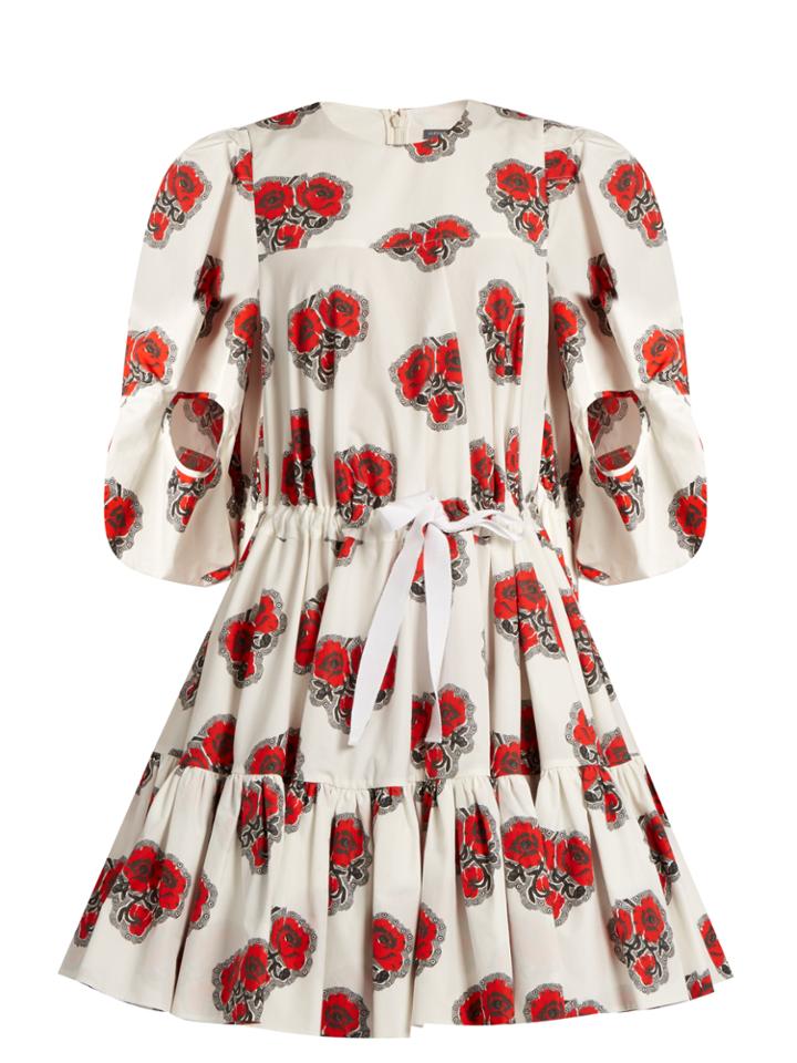 Alexander Mcqueen Poppy-print Tiered Midi Dress
