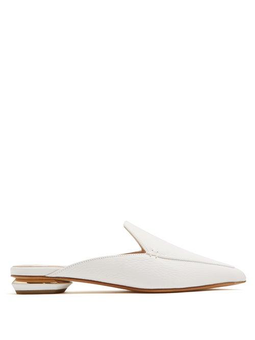 Matchesfashion.com Nicholas Kirkwood - Beya Grained-leather Backless Loafers - Womens - White