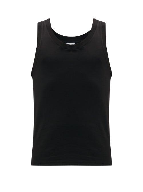 Matchesfashion.com Dolce & Gabbana - Pack Of Two Logo-label Stretch-cotton Vests - Mens - Black