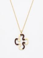 Bea Bongiasca - B Duo Enamel & 9kt Gold Necklace - Womens - Brown Multi
