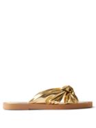 Jimmy Choo - Tropica Knotted Lam-leather Slides - Womens - Gold