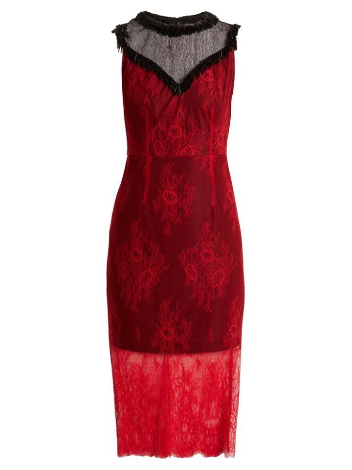 Diane Von Furstenberg Sleeveless Bead-embellished Lace Dress