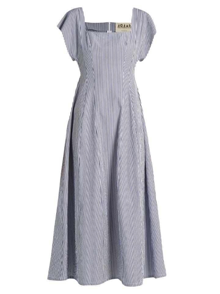 A.w.a.k.e. Square-neck Striped Cotton Dress
