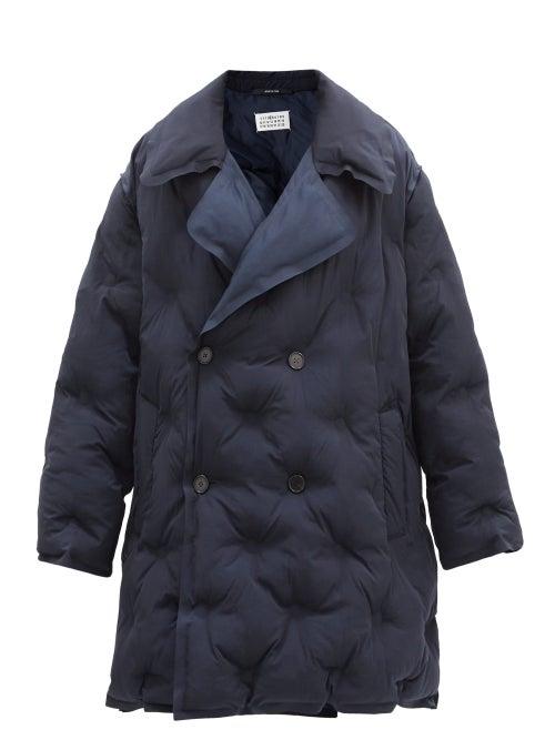Matchesfashion.com Maison Margiela - Double-breasted Quilted Shell Coat - Womens - Navy
