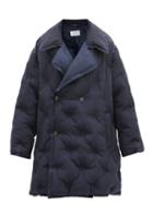 Matchesfashion.com Maison Margiela - Double-breasted Quilted Shell Coat - Womens - Navy