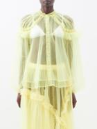 Noir Kei Ninomiya - Ruffled Tulle Blouse - Womens - Light Yellow