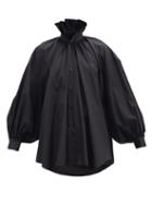 Matchesfashion.com Noir Kei Ninomiya - Ruffle-collar Balloon-sleeve Cotton Shirt - Womens - Black
