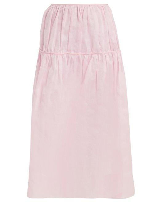 Matchesfashion.com Cecilie Bahnsen - Anette Cotton Maxi Skirt - Womens - Light Pink