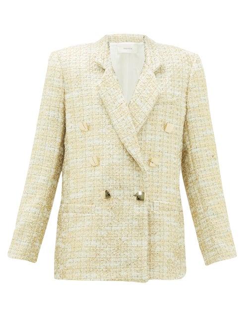 Matchesfashion.com Rodarte - Double-breasted Metallic-tweed Suit Jacket - Womens - Gold