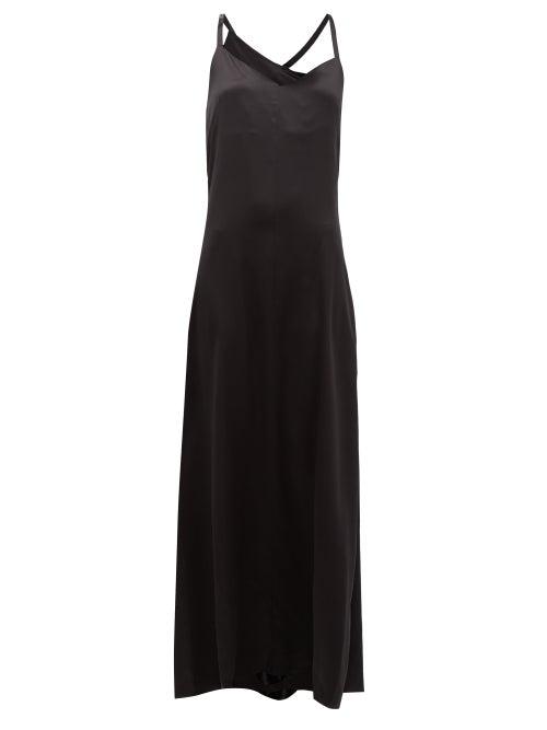 Matchesfashion.com Hillier Bartley - Fringed Silk-charmeuse Slip Dress - Womens - Black