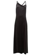 Matchesfashion.com Hillier Bartley - Fringed Silk-charmeuse Slip Dress - Womens - Black